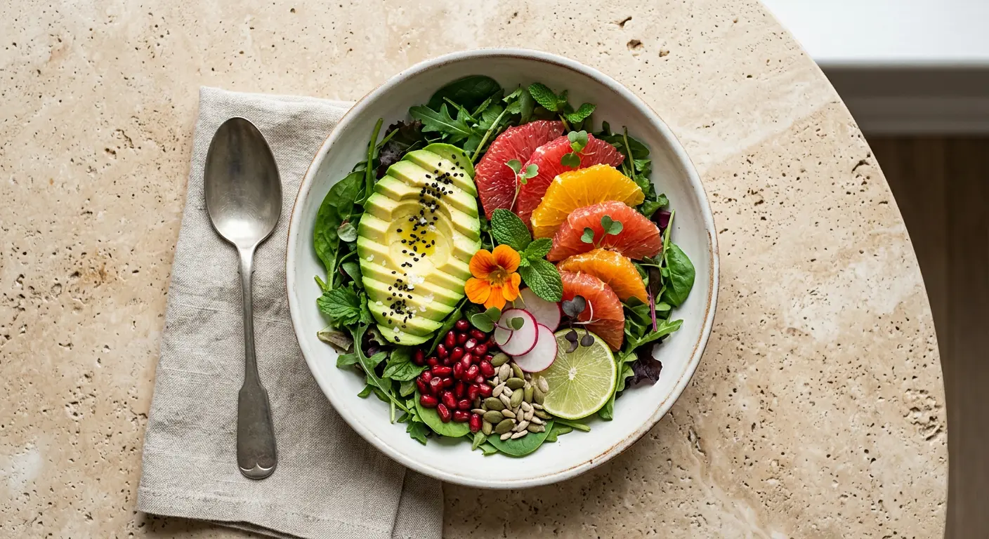 Healthy citrus and avocado bowl
